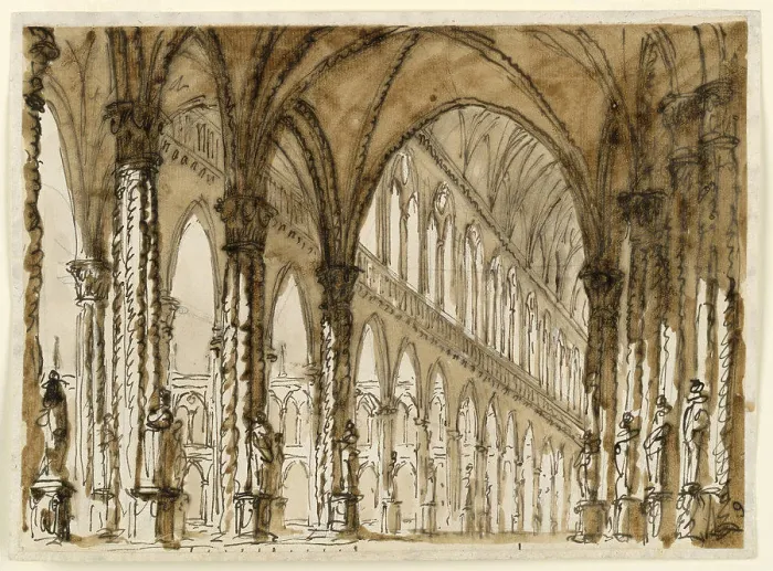 Framed Print : Print of Gothic Cathedral Interior Framed Print : Print of Gothic Cathedral Interior