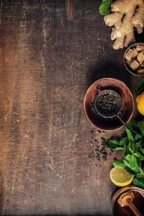 Framed Print : Tea Composition Print on Rustic Background Framed Print : Tea Composition Print on Rustic Background