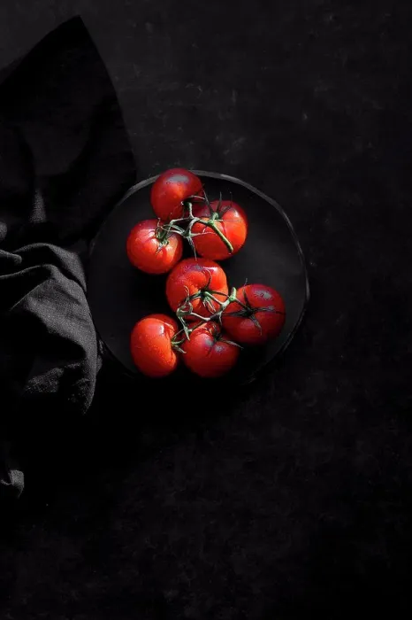 Framed Print : Tomato Print on Black Background Framed Print : Tomato Print on Black Background