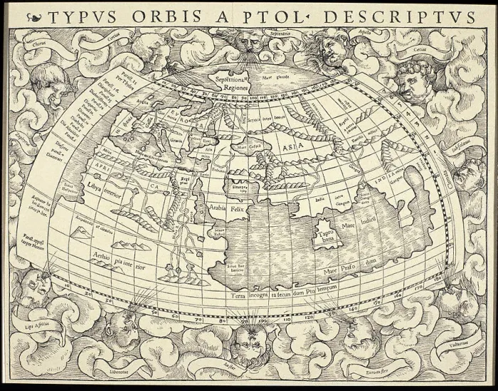 Framed Print : 1545 World Map Print Framed Print : 1545 World Map Print