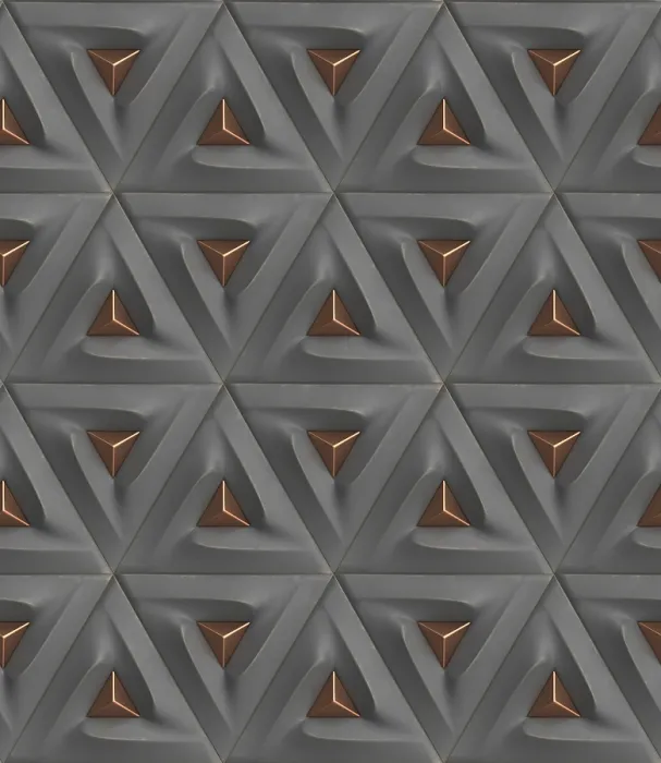 Framed Print : 3D Triangular Geometric Print with Metallic Accents Framed Print : 3D Triangular Geometric Print with Metallic Accents