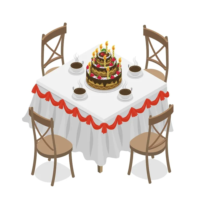 Framed Print : 3D Isometric Flat Illustration Dining Room Table Print Framed Print : 3D Isometric Flat Illustration Dining Room Table Print