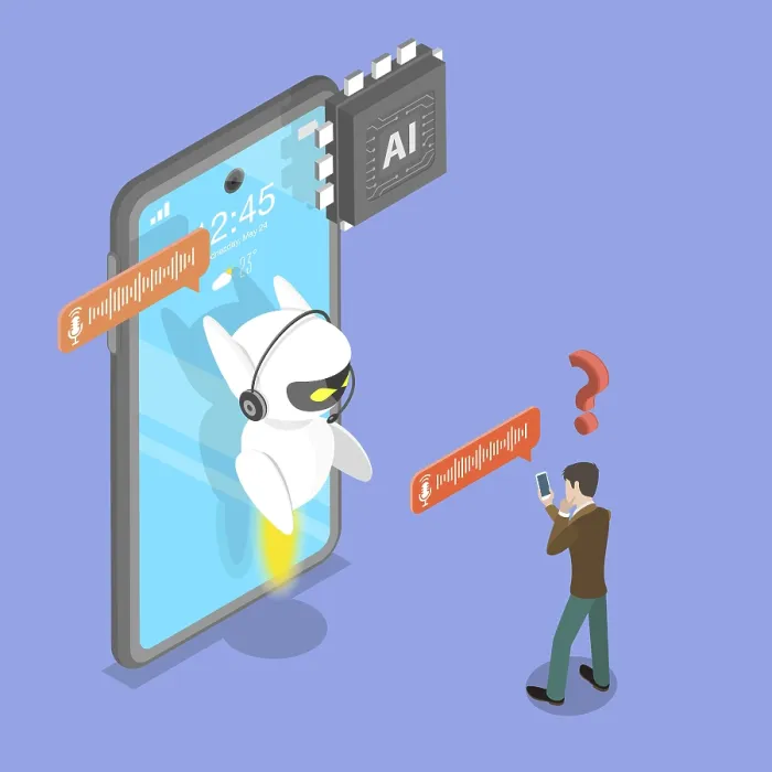 Framed Print : Chatbot Assistant 3D Isometric Print Illustration Framed Print : Chatbot Assistant 3D Isometric Print Illustration