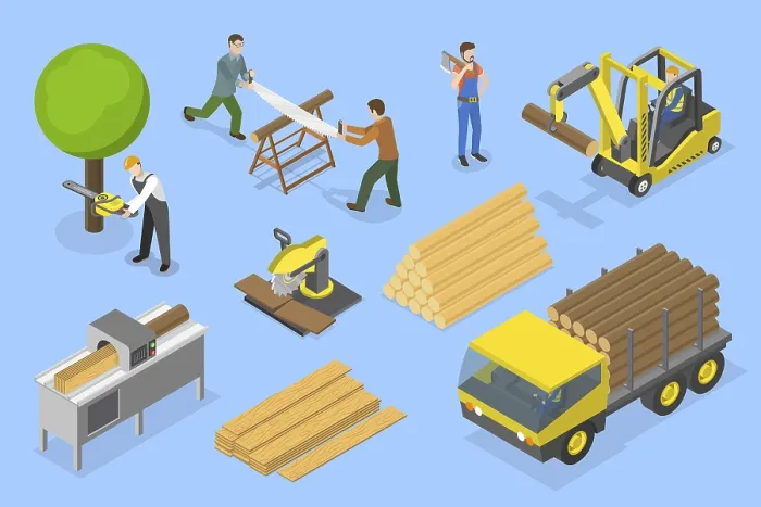 Framed Print : Timber Industry 3D Isometric Print Framed Print : Timber Industry 3D Isometric Print