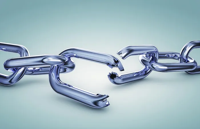 Framed Print : 3D Rendering of a Broken Chain Print Framed Print : 3D Rendering of a Broken Chain Print