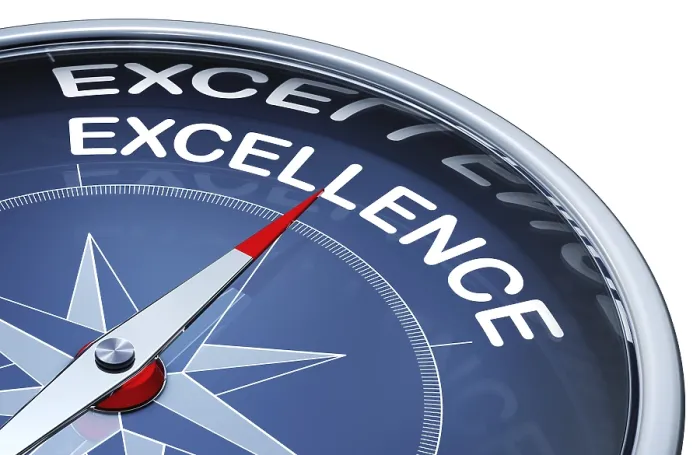 Framed Print : 3D Compass Print with Excellence Icon