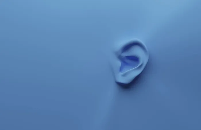Framed Print : 3D Rendering of an Ear on a Blue Background Print Framed Print : 3D Rendering of an Ear on a Blue Background Print