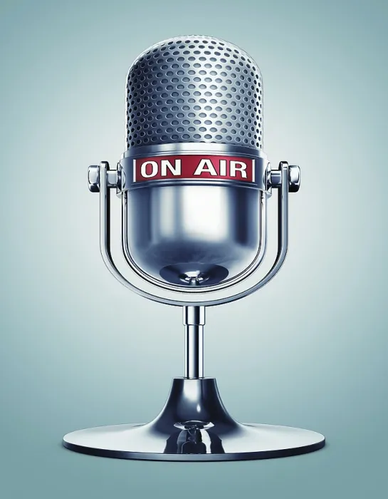 Framed Print : 3D Rendering of Microphone with On Air Icon Print