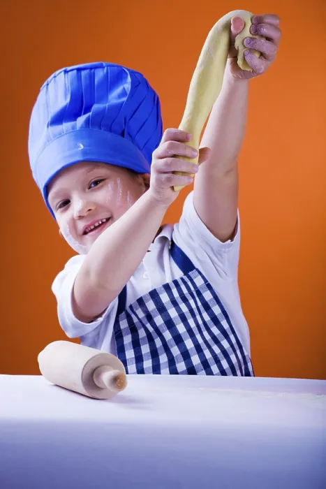Framed Print : 6 Year Old Boy Baking Bread Print Framed Print : 6 Year Old Boy Baking Bread Print