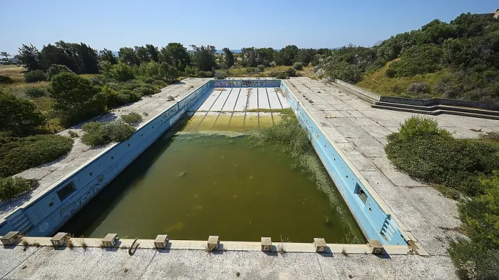 Framed Print : Abandoned Swimming Pool Print, Afandou, Greece Framed Print : Abandoned Swimming Pool Print, Afandou, Greece