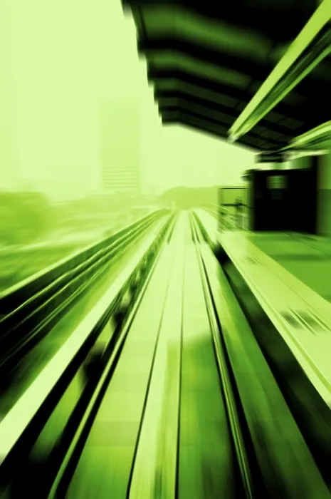 Framed Print : Abstract Train Passing by Platform in Monotone Print