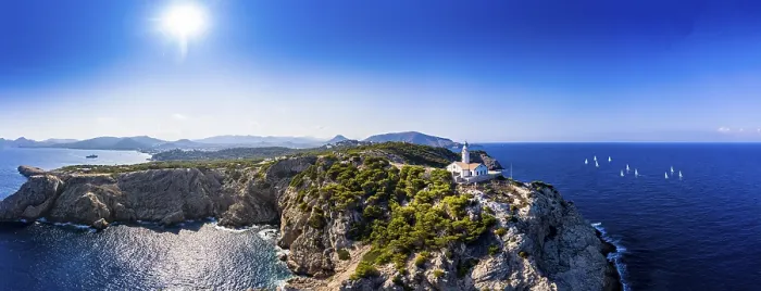 Framed Print : Aerial View Print of Far de Capdepera Lighthouse, Cala Ratjada Framed Print : Aerial View Print of Far de Capdepera Lighthouse, Cala Ratjada