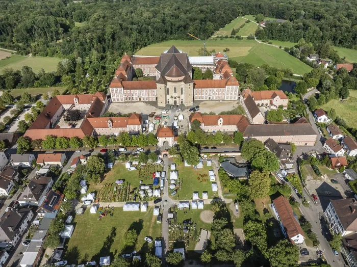Framed Print : Aerial View of Wiblingen Monastery Complex Print, Ulm, Germany Framed Print : Aerial View of Wiblingen Monastery Complex Print, Ulm, Germany