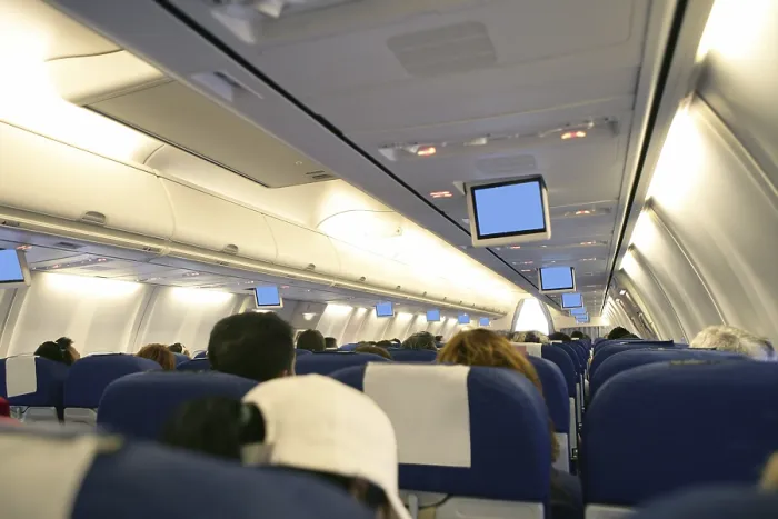 Framed Print : Airplane Interior Print with Passengers Framed Print : Airplane Interior Print with Passengers