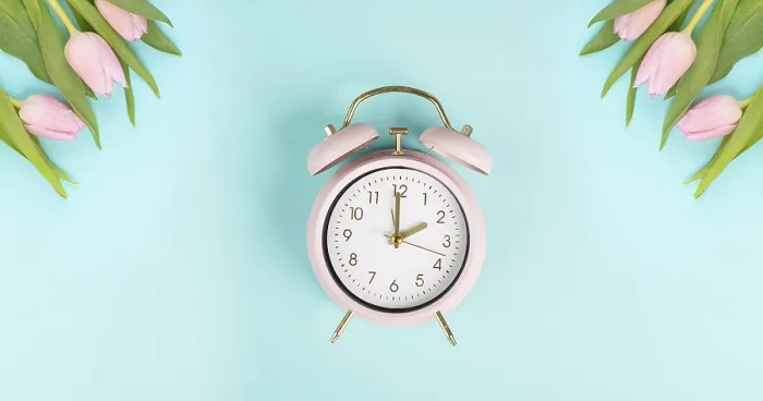 Framed Print : Alarm Clock with Tulips, Spring Time Changeover Print Framed Print : Alarm Clock with Tulips, Spring Time Changeover Print