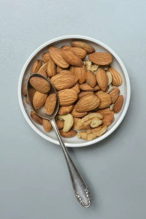 Framed Print : Almonds and walnuts in shell with spoon print Framed Print : Almonds and walnuts in shell with spoon print
