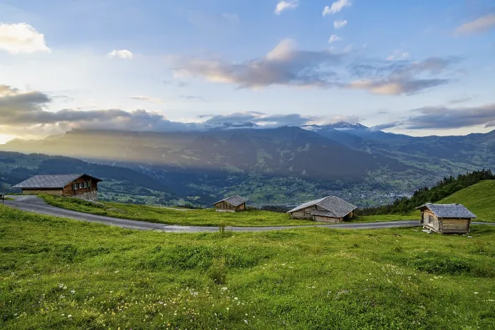 Framed Print : Alpine Huts Print: Sunset in the Bernese Oberland, Switzerland Framed Print : Alpine Huts Print: Sunset in the Bernese Oberland, Switzerland