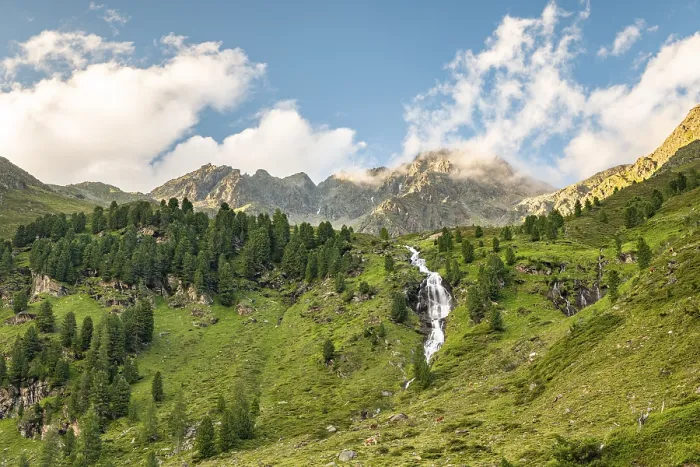 Framed Print : Alpine Landscape with Waterfall Print, Debanttal, Austria Framed Print : Alpine Landscape with Waterfall Print, Debanttal, Austria