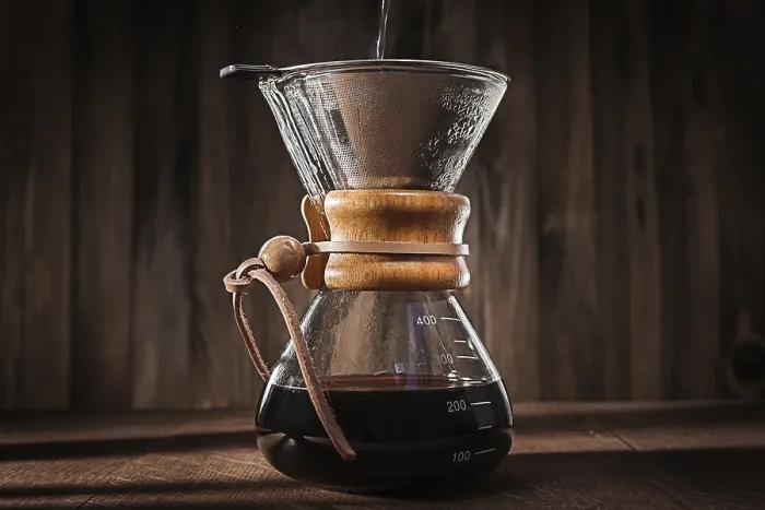 Framed Print : Hot Water Pouring into Glass Coffee Dripper Print Framed Print : Hot Water Pouring into Glass Coffee Dripper Print