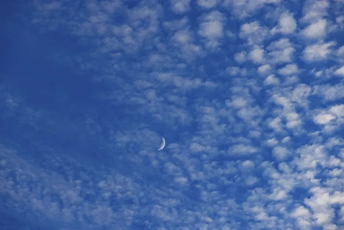 Framed Print : Altocumulus clouds with crescent moon Print, Upper Austria Framed Print : Altocumulus clouds with crescent moon Print, Upper Austria