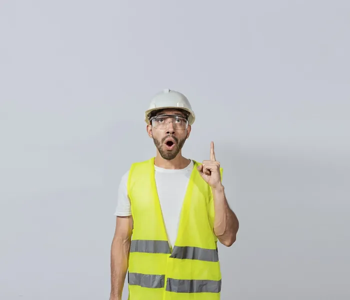 Framed Print : Amazed Engineer Man Pointing Up Print Framed Print : Amazed Engineer Man Pointing Up Print