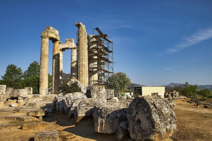 Framed Print : Ancient Columns with Peloponnese Landscape Print Framed Print : Ancient Columns with Peloponnese Landscape Print