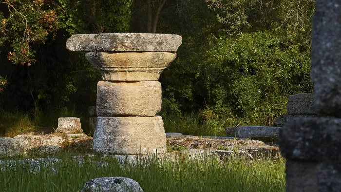Framed Print : Ancient Stone Column Print, Ancient Olympia, Greece