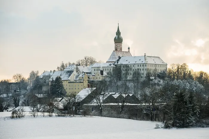 Framed Print : Andechs Monastery Winter Sunset Print, Germany Framed Print : Andechs Monastery Winter Sunset Print, Germany