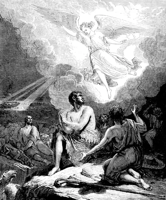 Framed Print : Print of The Angel's Message to the Shepherds, Luke 2:10 Framed Print : Print of The Angel's Message to the Shepherds, Luke 2:10