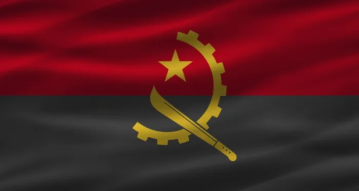 Framed Print : Angola Flag Print with Fabric Texture Framed Print : Angola Flag Print with Fabric Texture