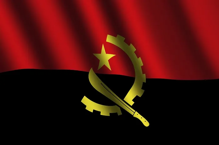 Framed Print : The Angolan Flag Flying in the Wind Print Framed Print : The Angolan Flag Flying in the Wind Print