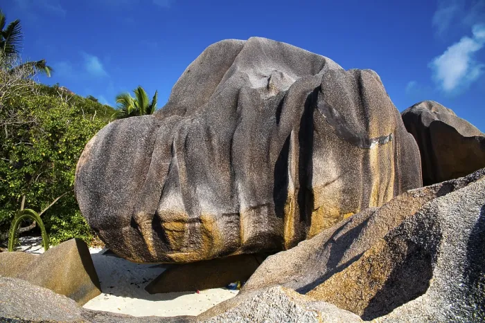 Framed Print : Anse Source d'Argent Granite Rock Beach Print, La Digue Seychelles