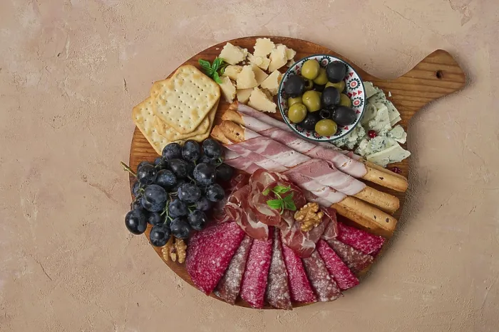 Framed Print : Wooden Board Appetizer Print
