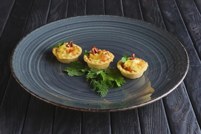Framed Print : Appetizer Print: Tartlet with Bacon, Cheese & Mushroom Framed Print : Appetizer Print: Tartlet with Bacon, Cheese & Mushroom