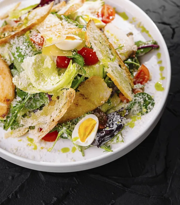 Framed Print : Appetizing Caesar Salad Print with Croutons and Parmesan Framed Print : Appetizing Caesar Salad Print with Croutons and Parmesan