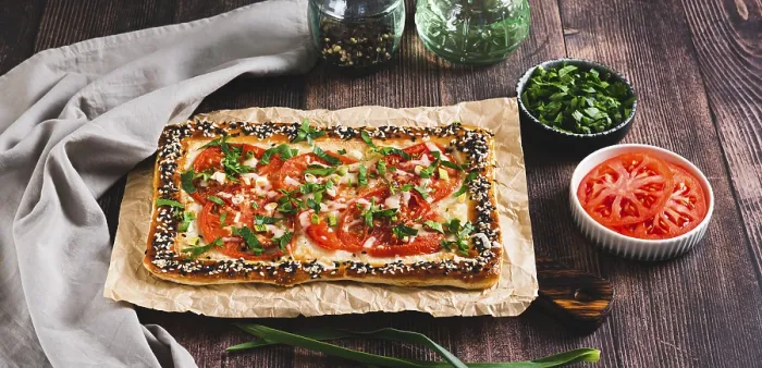Framed Print : Appetizing Galette Print with Tomatoes and Herbs Framed Print : Appetizing Galette Print with Tomatoes and Herbs