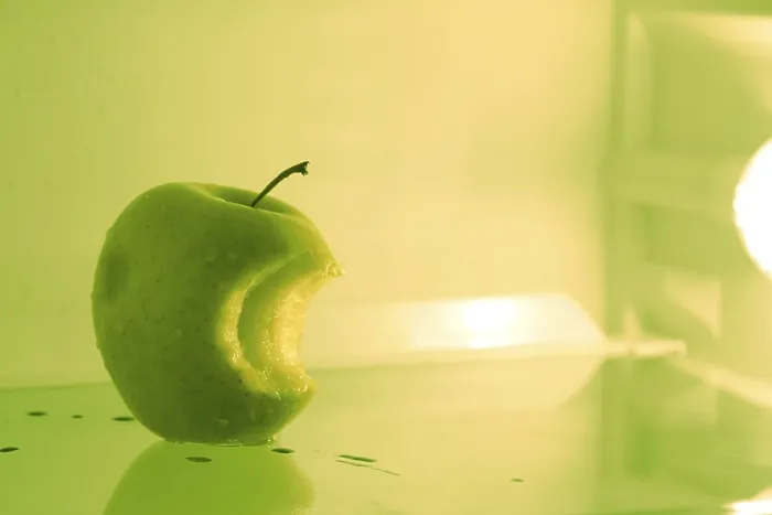 Framed Print : Apple in a refrigerator Print Framed Print : Apple in a refrigerator Print