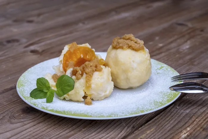 Framed Print : Apricot Dumpling Print with Breadcrumbs and Powdered Sugar Framed Print : Apricot Dumpling Print with Breadcrumbs and Powdered Sugar