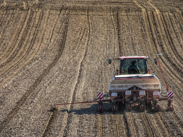 Framed Print : Arable Field Print: Sowing Machine in Action