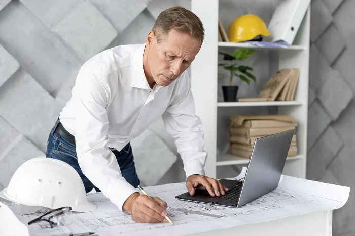 Framed Print : Architect Working on New Project Print Framed Print : Architect Working on New Project Print