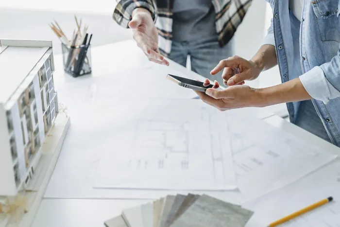 Framed Print : Architect Working on Desk Print Framed Print : Architect Working on Desk Print