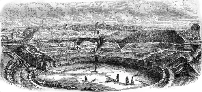Framed Print : The Arena of Senlis Print, 1876 Engraving Framed Print : The Arena of Senlis Print, 1876 Engraving
