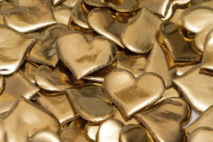 Framed Print : Golden Heart-Shaped Objects Print Framed Print : Golden Heart-Shaped Objects Print