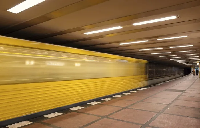Framed Print : Arriving train of the Berlin underground, Germany - Print Framed Print : Arriving train of the Berlin underground, Germany - Print