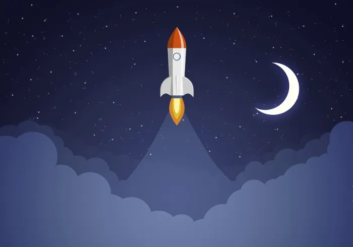 Framed Print : Art Launch Rocket with Sky Space Print