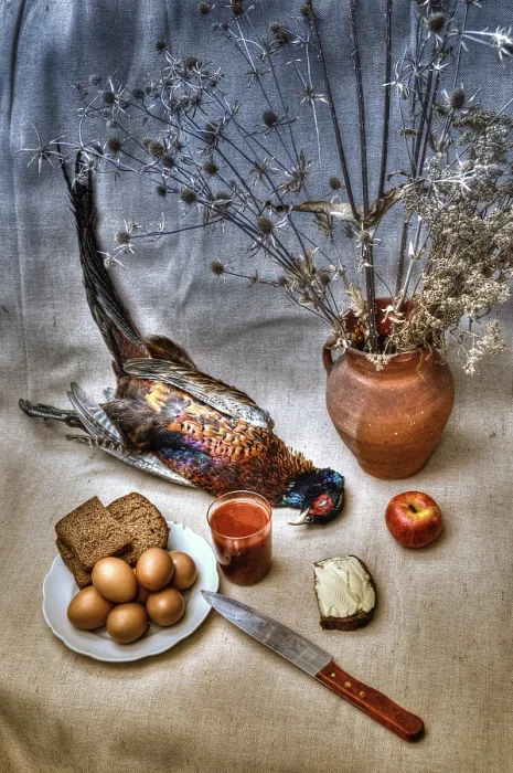 Framed Print : Art Still Life with Pheasant and Bread Print Framed Print : Art Still Life with Pheasant and Bread Print