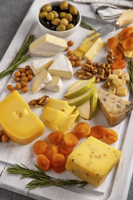 Framed Print : Assorted Cheeses with Nuts, Pears Print