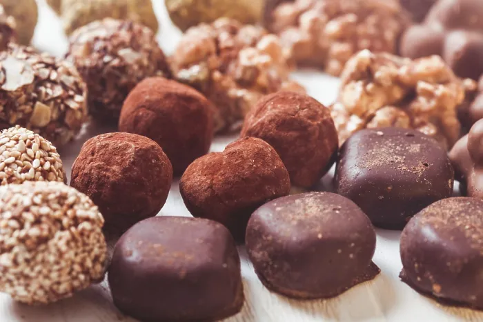 Framed Print : Assorted Chocolate Candies Print: Luxurious Handmade Sweets Framed Print : Assorted Chocolate Candies Print: Luxurious Handmade Sweets