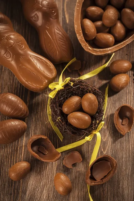 Framed Print : Assorted Chocolate Eggs Print on Wooden Background Framed Print : Assorted Chocolate Eggs Print on Wooden Background