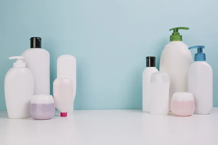 Framed Print : Assorted Cosmetics Bottles Print Framed Print : Assorted Cosmetics Bottles Print